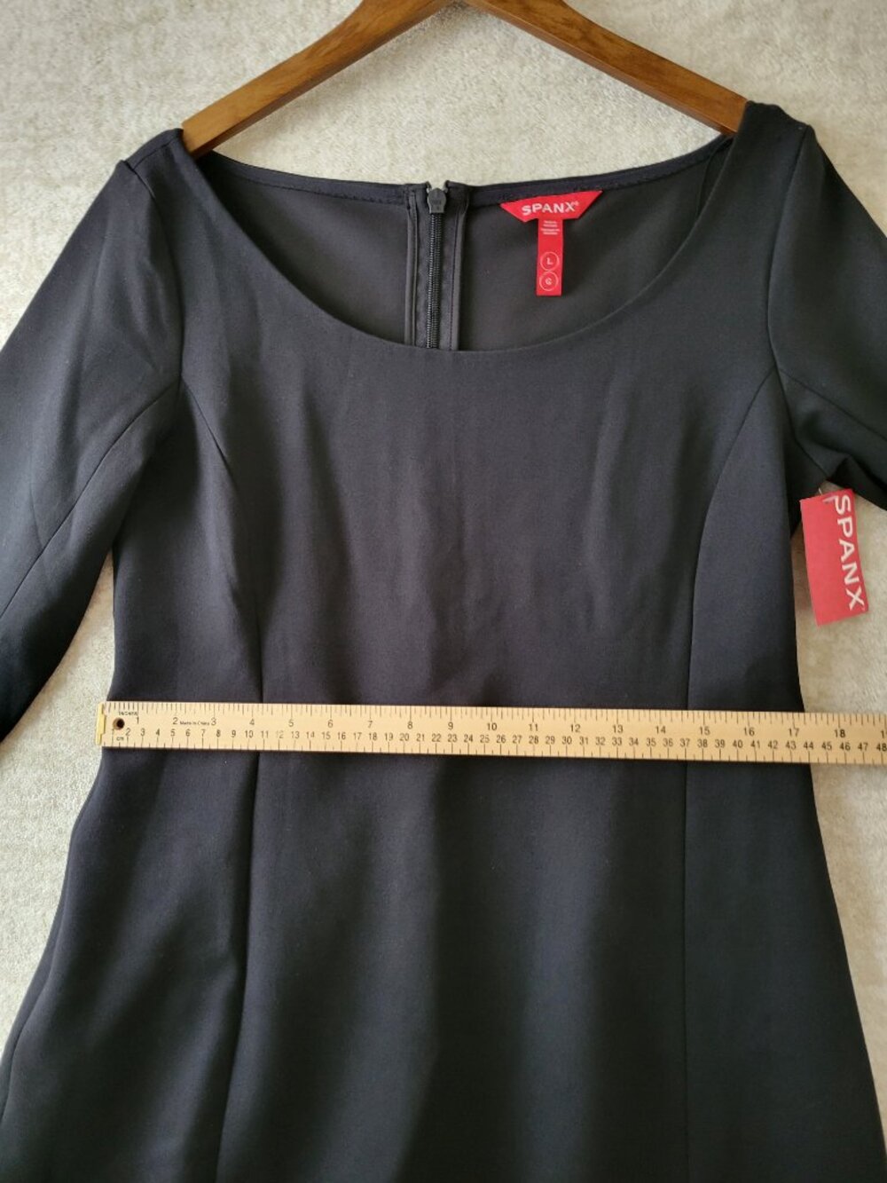 SPANX Ballet Ponte Mini Dress Large Womens Black Flared Skirt Long Sleeve NWT - Picture 14 of 15